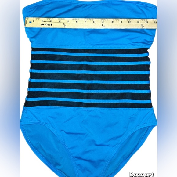Calvin Klein Aqua and Black Striped Swimwear size 12 - Picture 4 of 8